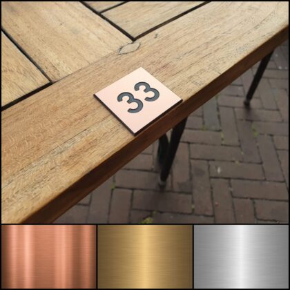 Tischnummernschilder Luxus-Metalloptik (Edelstahloptik, Messingoptik, Bronzeoptik)