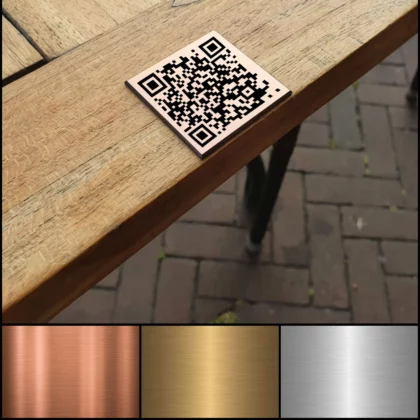 Tischnummernschilder QR-Code Luxus-Metalloptik (Edelstahloptik, Messingoptik, Bronzeoptik)